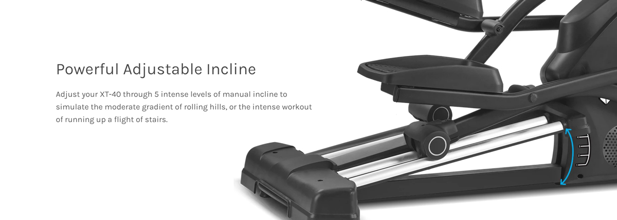 Adjustable incline on elliptical machine